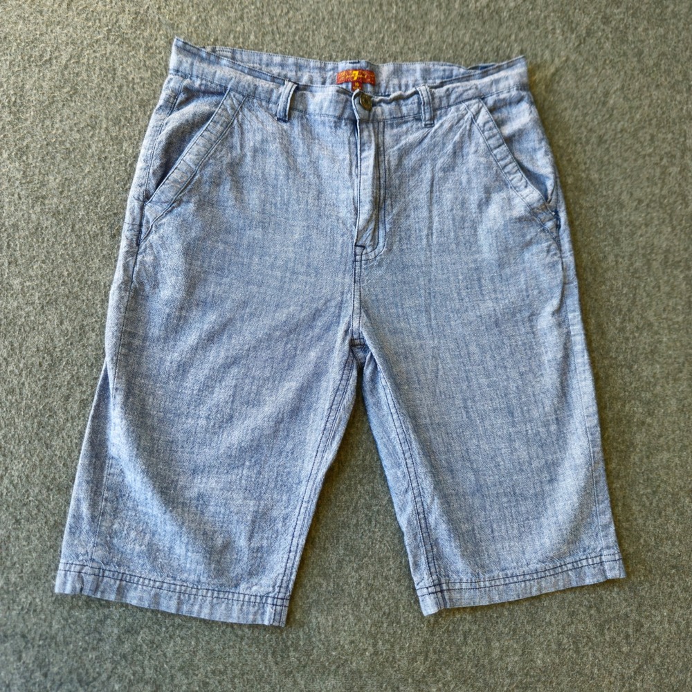 7 For All Mankind Boys Blue Cotton Chambray Shorts Size 16 Light Wash Skater